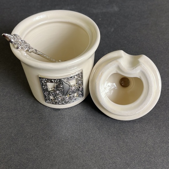 Fluer-de-Lis Condiment Jar & Spoon Set - Picture 4 of 12